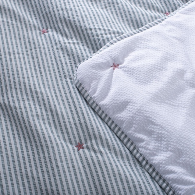 100%폴리 카츠온 선염 시어서커 자수 여름이불