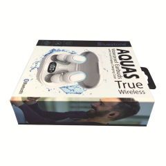 Bluetooth headset packaging box 1200g cardboard 157 double copper aircraft hanging hole blister flip headset box custom made