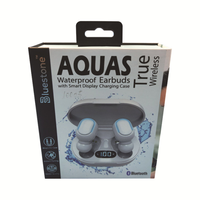 Bluetooth headset packaging box 1200g cardboard 157 double copper aircraft hanging hole blister flip headset box custom made