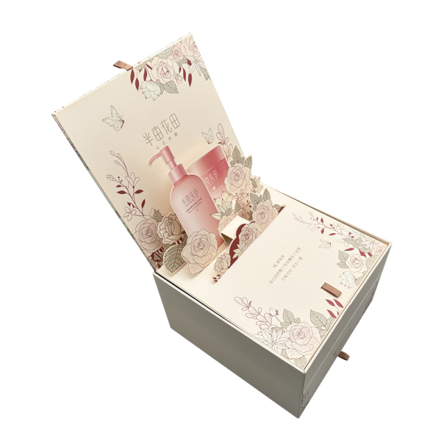 Custom Print 2-Tier Rigid Cardboard Box Two-Layer Flip-Top Gift Packaging Boxes Flip Lid Magnetic Double Layer Drawer Paper Box