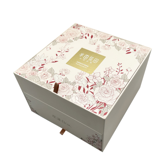 Custom Print 2-Tier Rigid Cardboard Box Two-Layer Flip-Top Gift Packaging Boxes Flip Lid Magnetic Double Layer Drawer Paper Box