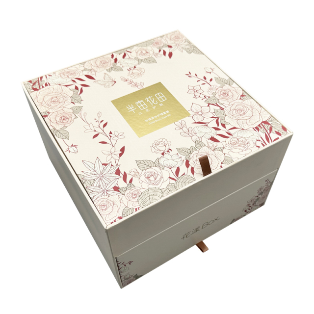 Custom Print 2-Tier Rigid Cardboard Box Two-Layer Flip-Top Gift Packaging Boxes Flip Lid Magnetic Double Layer Drawer Paper Box