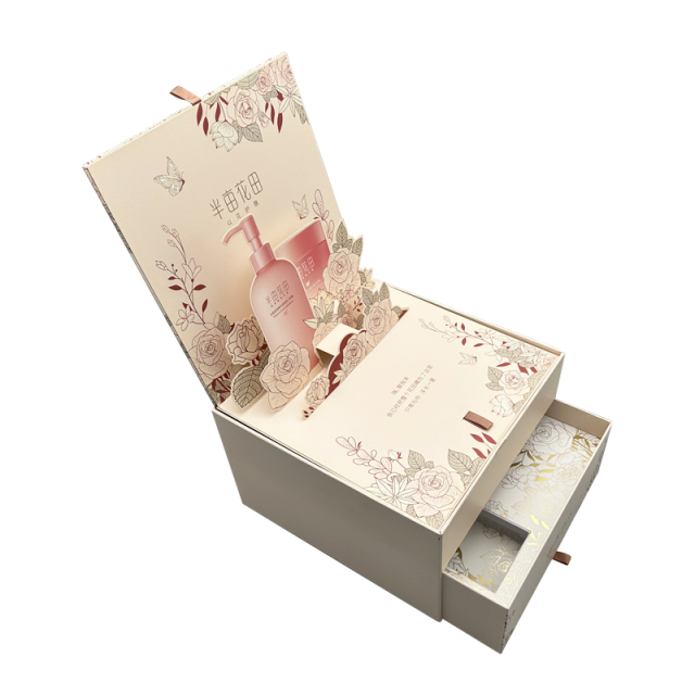 Custom Print 2-Tier Rigid Cardboard Box Two-Layer Flip-Top Gift Packaging Boxes Flip Lid Magnetic Double Layer Drawer Paper Box