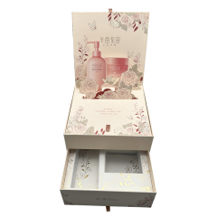 Custom Print 2-Tier Rigid Cardboard Box Two-Layer Flip-Top Gift Packaging Boxes Flip Lid Magnetic Double Layer Drawer Paper Box