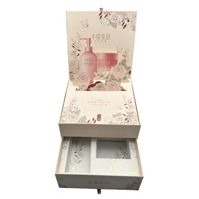 Custom Print 2-Tier Rigid Cardboard Box Two-Layer Flip-Top Gift Packaging Boxes Flip Lid Magnetic Double Layer Drawer Paper Box