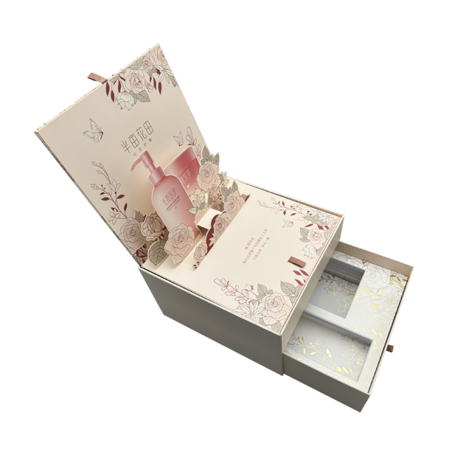 Custom Print 2-Tier Rigid Cardboard Box Two-Layer Flip-Top Gift Packaging Boxes Flip Lid Magnetic Double Layer Drawer Paper Box