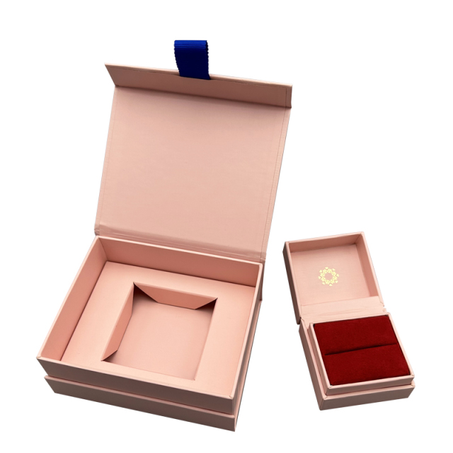 Customized logo gift bracelet necklace jewelry set box flip magnetic jewelry box