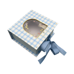 Custom Logo Recycled Ribbon Printed Gift Boxes with Unique Magnetic Closures UV Coating Embossed Packaging Paper with Window