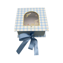 Custom Logo Recycled Ribbon Printed Gift Boxes with Unique Magnetic Closures UV Coating Embossed Packaging Paper with Window
