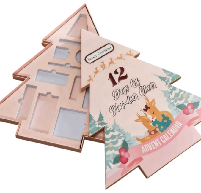 Premium Christmas Tree-Shaped Cosmetic Advent Calendar – Custom Holiday Packaging for Brands