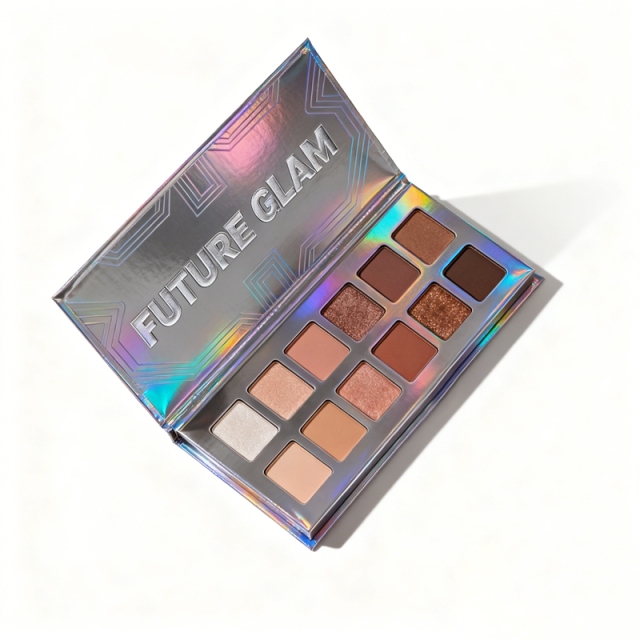 12-Color Holographic Eyeshadow Palette Packaging
