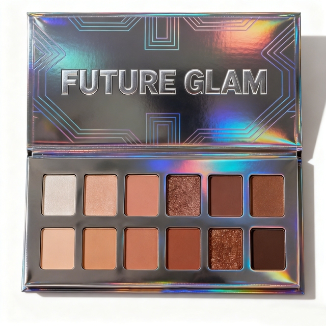 12-Color Holographic Eyeshadow Palette Packaging