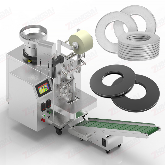 Máquina contadora y envasadora de juntas planas de ferretería