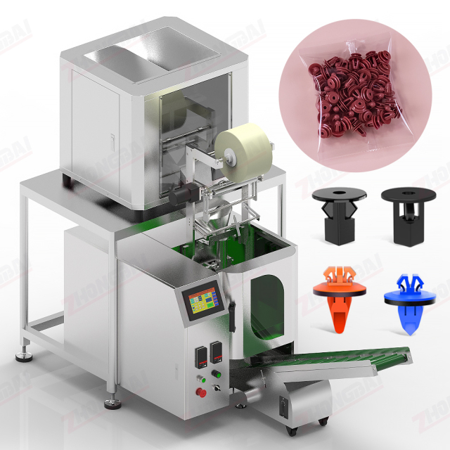 Máquina pesadora y empacadora de piezas pequeñas de plástico