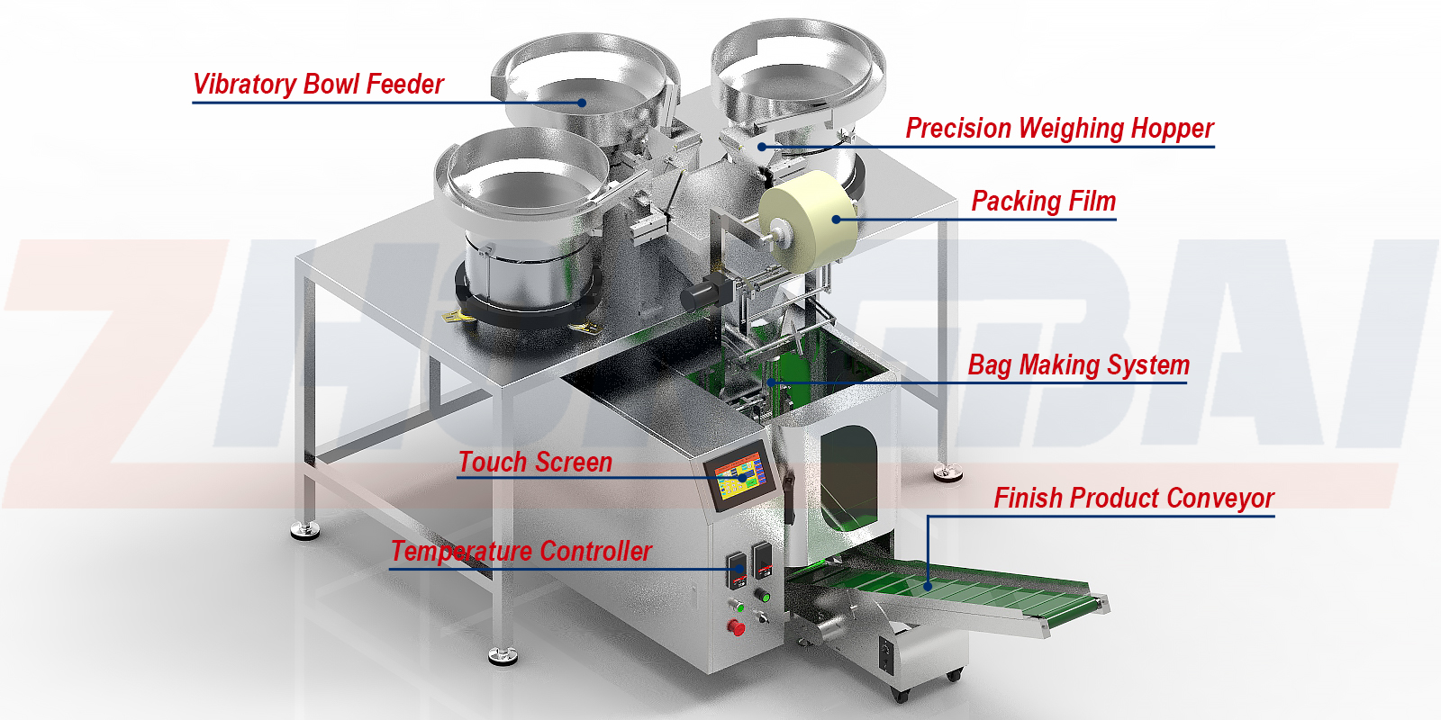 Máquina pesadora y envasadora de clavos pequeños