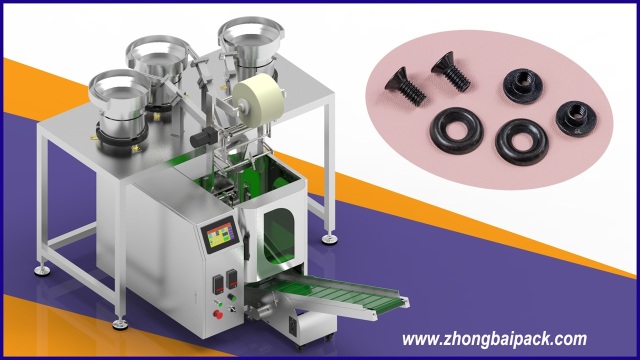 Máquina envasadora de juegos de tornillos y fijaciones con 3 alimentadores de tazón