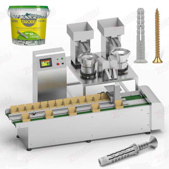 Máquina de empaque para tornillos y taquetes de plástico