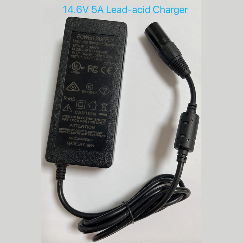 73W 14.6V 5A Lead-Acid Battery Charger with 3-Pin XLR Connector | QINXPOWER®