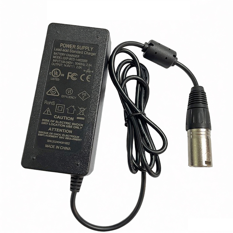 29.2W 14.6V 2A Lead-Acid Battery Charger with 3-Pin XLR Connector | QINXPOWER®