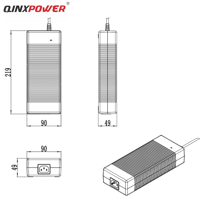 382.2W 54.6V 7A Lithium Battery Charger with M19 Waterproof Connector | QINXPOWER®
