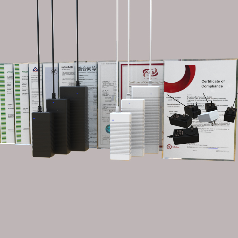 Various desktop and wall-mount power adapters