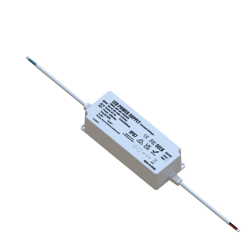 12V 8A 96W IP67 Power Supply with Fixed Cable and Strain Relief