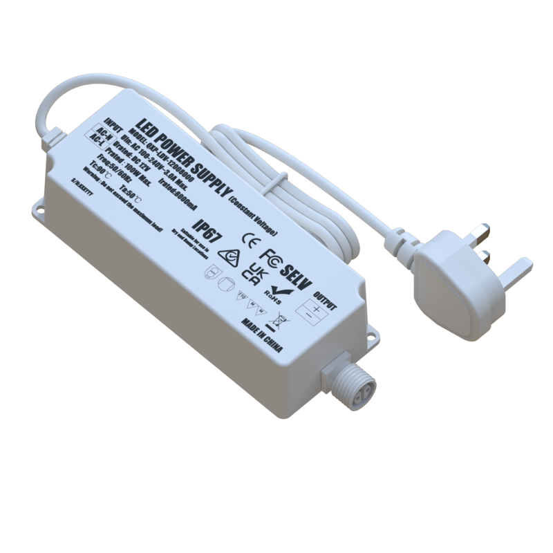 12V 8A 96W IP67 Power Supply with UK Plug 