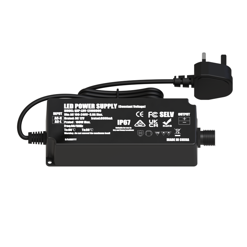 12V 8A 96W IP67 Power Supply with UK Plug 
