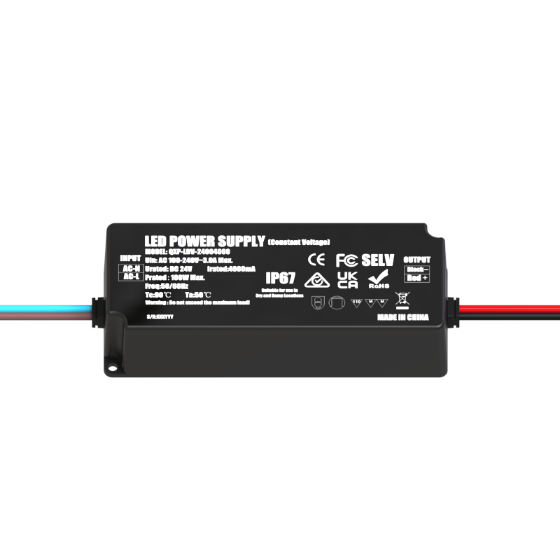 24V 4A 96W IP67 Power Supply with Dual Hardwired Leads