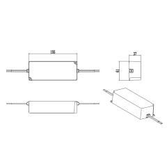 Produktabmessungen des 36V 2,67A 96W IP67-Netzteil