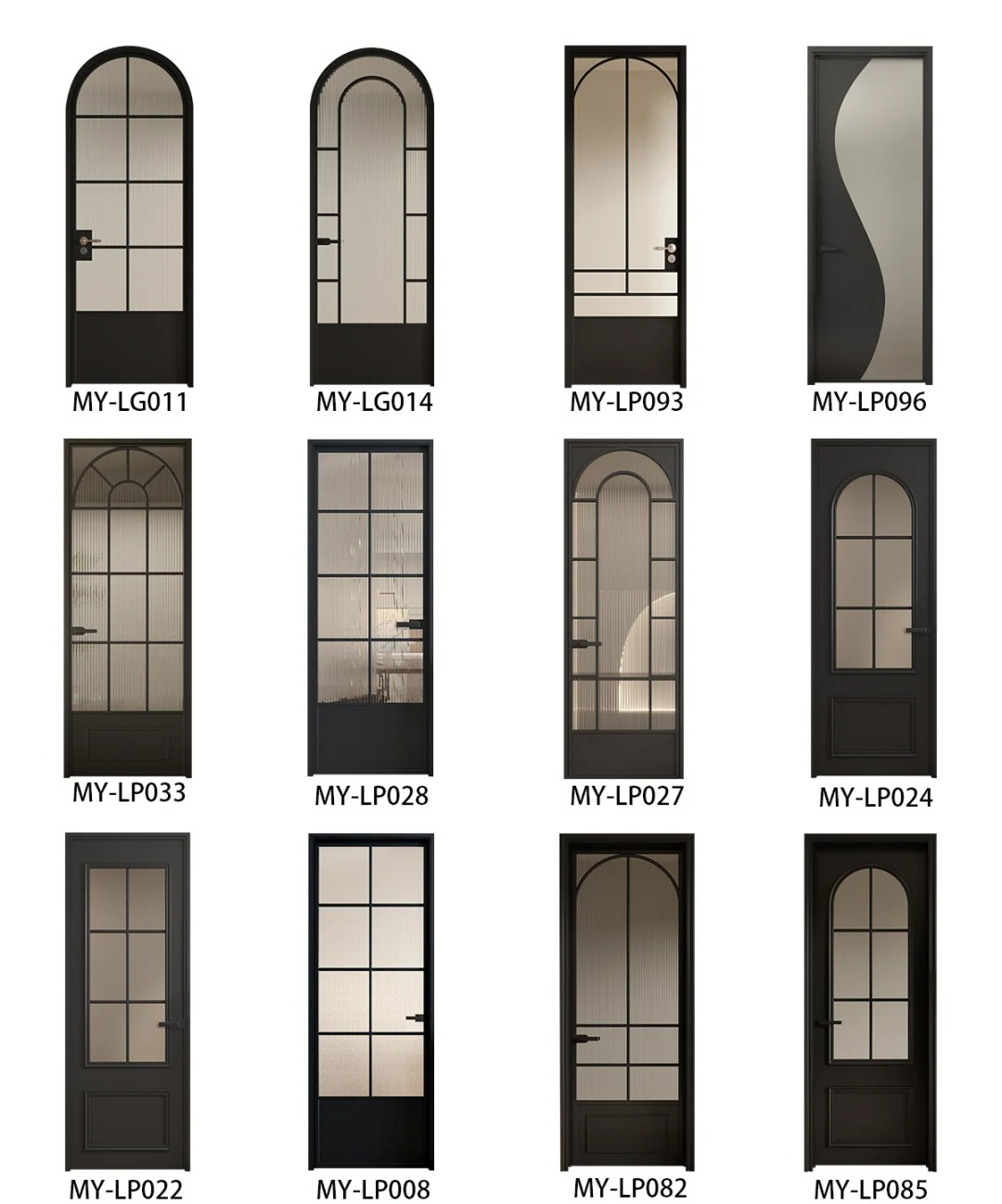 Black French-style aluminum alloy retro art glass door
