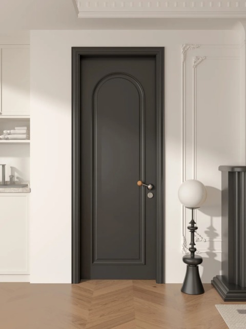 Black French antique solid wood door