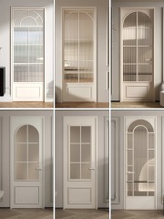 Cream-colored style aluminum alloy retro glass waterproof bathroom balcony door