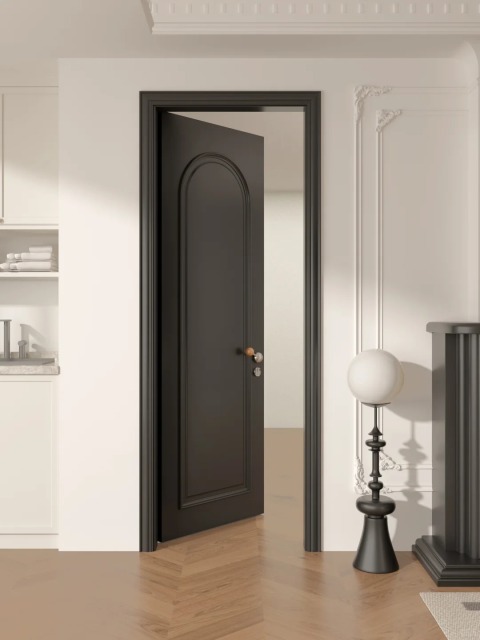 Black French antique solid wood door