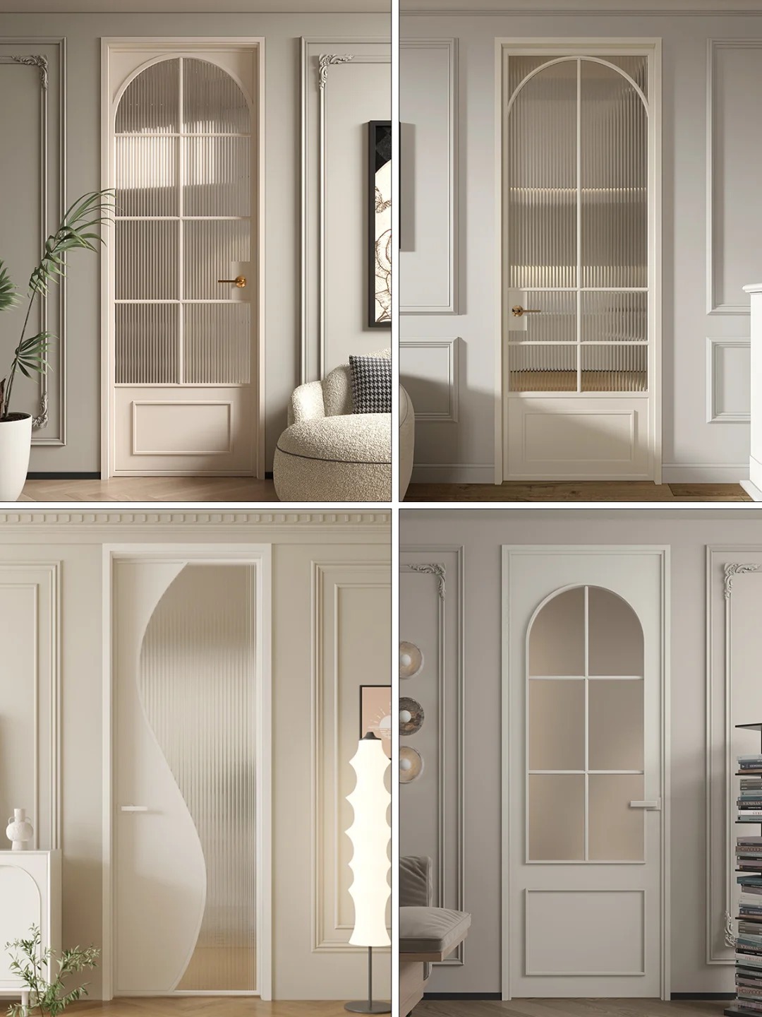 Cream-colored style aluminum alloy retro glass waterproof bathroom balcony door