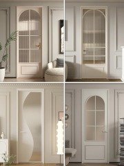 Cream-colored style aluminum alloy retro glass waterproof bathroom balcony door
