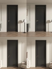 Black French antique solid wood door