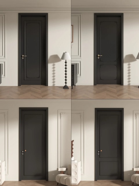 Black French antique solid wood door