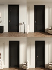 Black French antique solid wood door