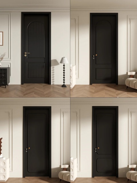 Black French antique solid wood door