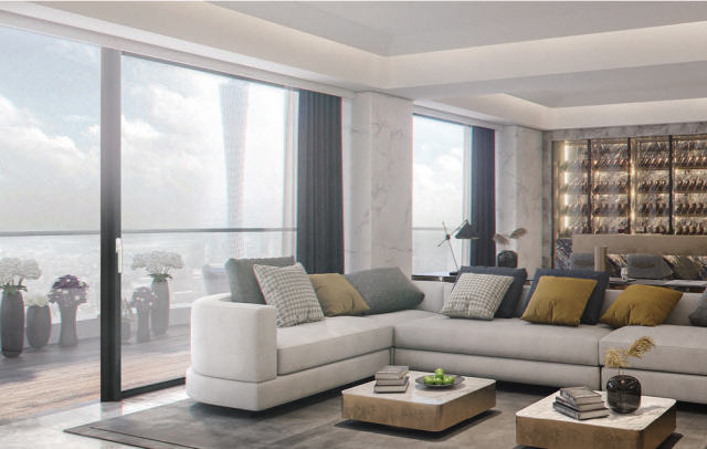 Heavy-duty wind-resistant aluminum double-pane sliding door