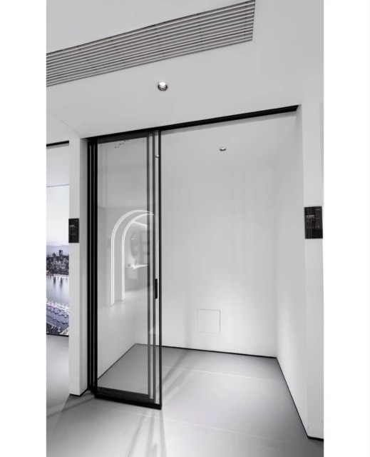 Modern ultra-thin aluminum alloy glass buffer sliding door for kitchen partition door