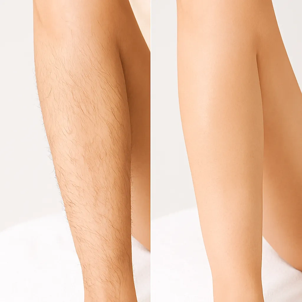 Résultat avant et après épilation laser des jambes