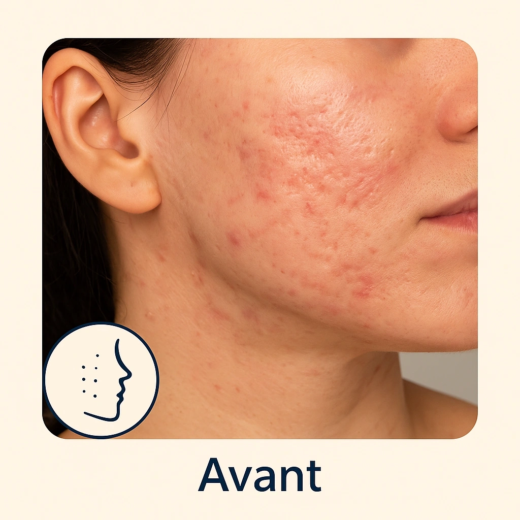 Résultats avant et après traitement laser CO2 fractionné du visage