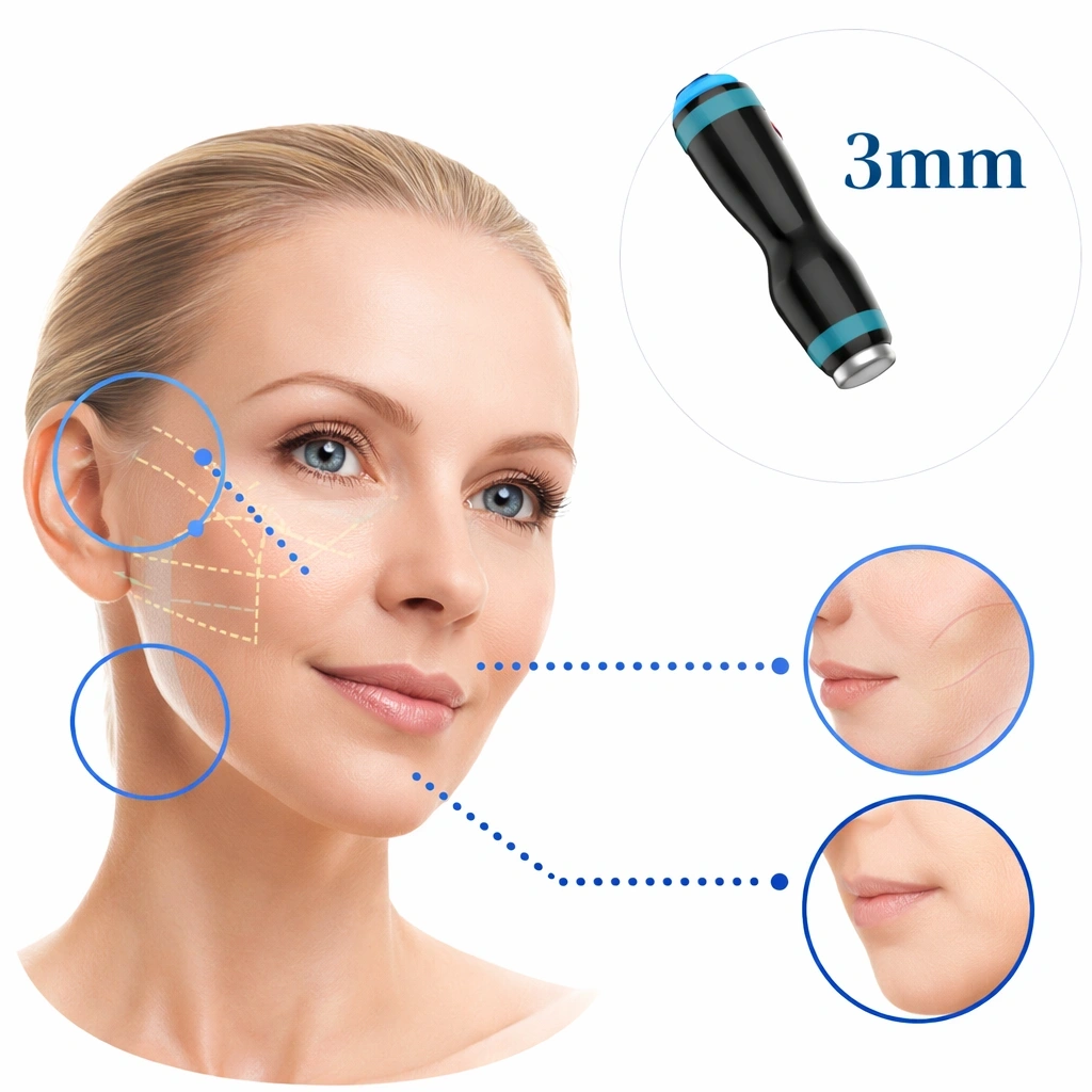 onde CryoWave 3mm - Diam&egrave;tre 30mm - Application Visage et Menton