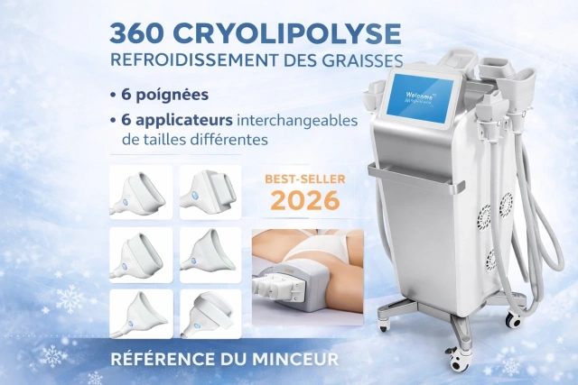 Machine de cryolipolyse 360° refroidissement — 6 poignées & 6 applicateurs | Emmalaser