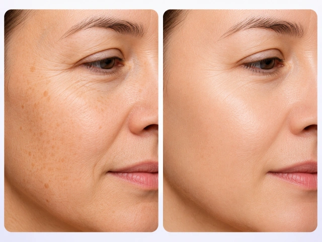 Avant après soin esthétique visage sans texte, amélioration visible des taches pigmentaires, rides, texture de peau et éclat du teint