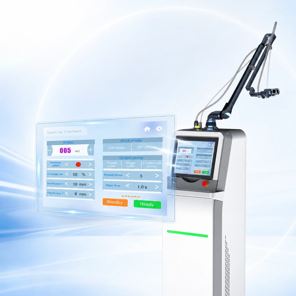 Interface tactile du laser CO2 fractionné professionnel sans logo pour clinique esthétique