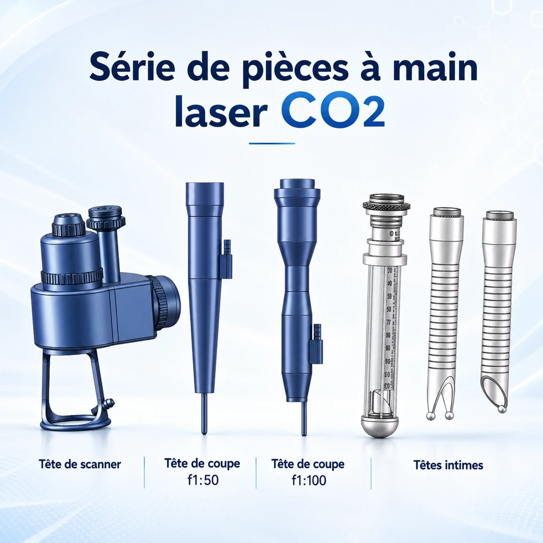 Série de pièces à main laser CO2 avec tête de scanner, têtes de coupe et têtes intimes