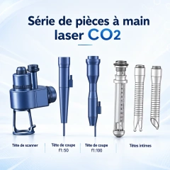 Série de pièces à main laser CO2 avec tête de scanner, têtes de coupe et têtes intimes